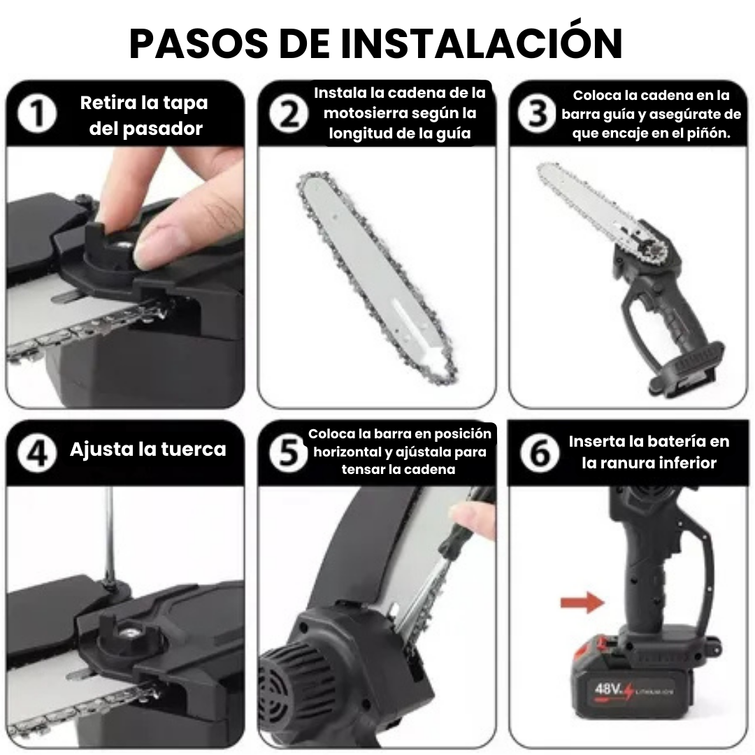 MOTOSIERRA INALÁMBRICA POWERMAX™ – ¡CORTE PRECISO + 1 BATERÍA DE REGALO!
