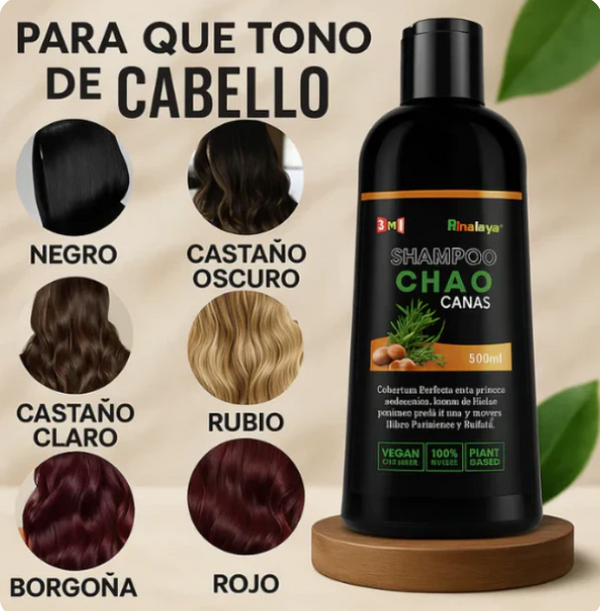 SHAMPOO CHAO CANAS 3 EN 1 – RECUPERA TU COLOR Y JUVENTUD ✨