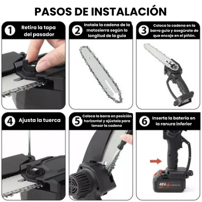 MOTOSIERRA INALÁMBRICA POWERMAX™ – ¡CORTE PRECISO + 1 BATERÍA DE REGALO!