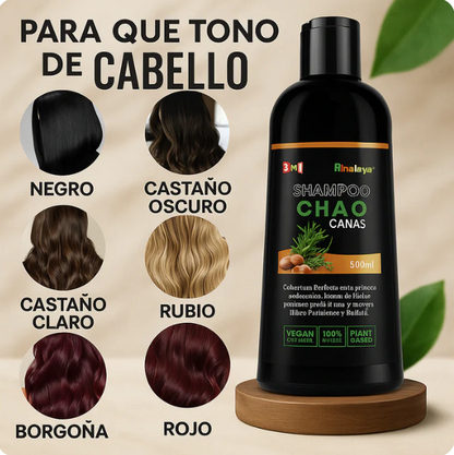 SHAMPOO CHAO CANAS 3 EN 1 – RECUPERA TU COLOR Y JUVENTUD ✨