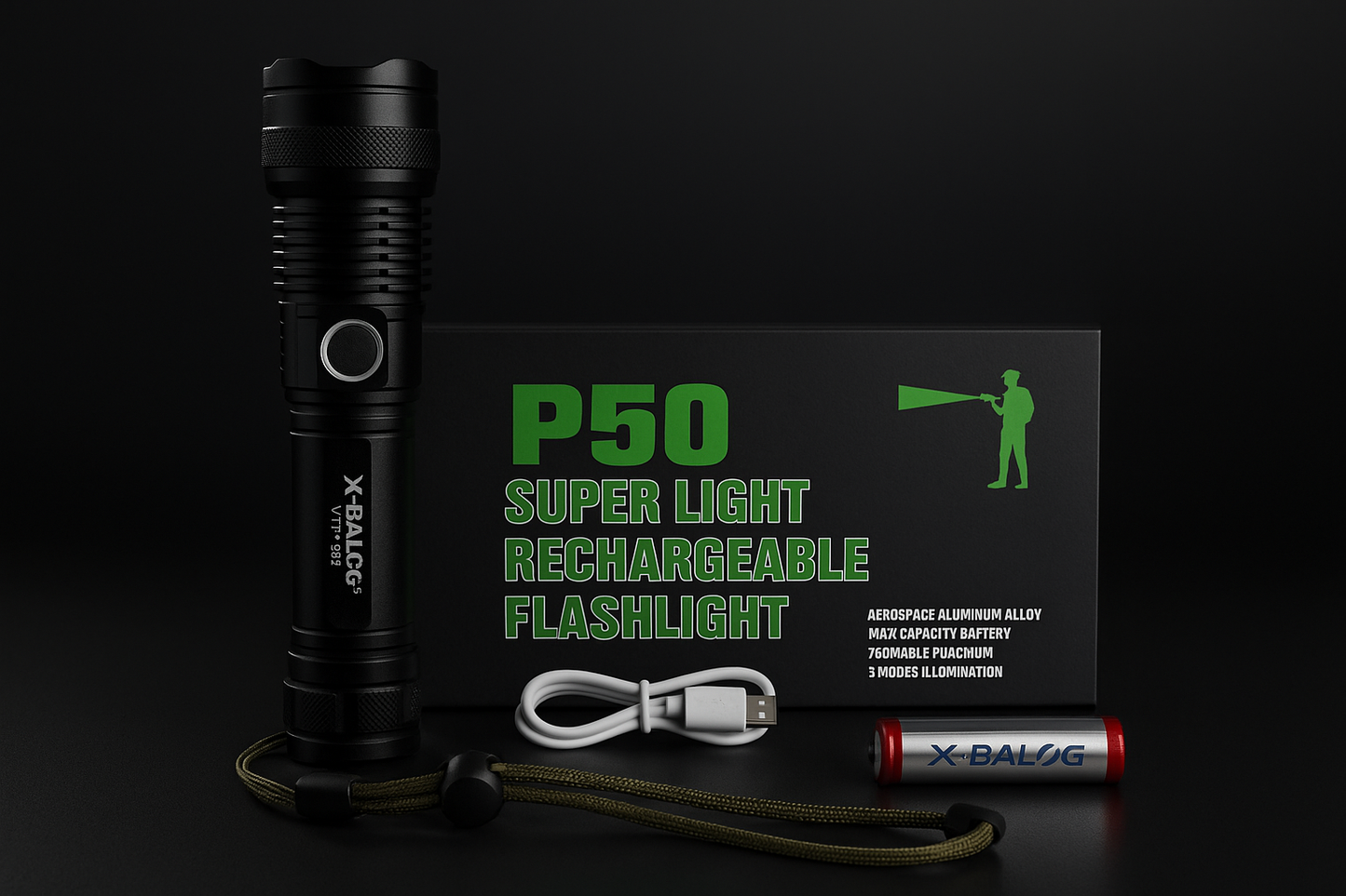 P50 VTR-195™ – LINTERNA TÁCTICA CON LUZ MILITAR Y PODER EXTREMO EN TU MANO