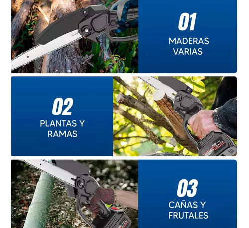 MOTOSIERRA INALÁMBRICA POWERMAX™ – ¡CORTE PRECISO + 1 BATERÍA DE REGALO!