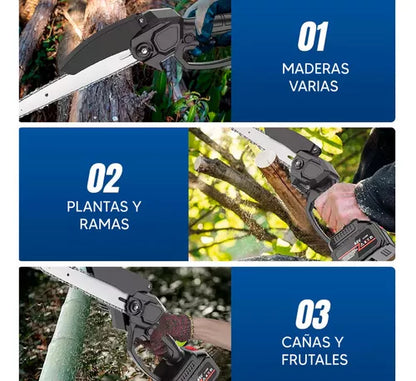 MOTOSIERRA INALÁMBRICA POWERMAX™ – ¡CORTE PRECISO + 1 BATERÍA DE REGALO!